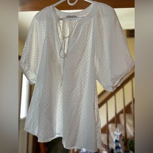 Loft Womens top. White with dots. Blousy. Size XL